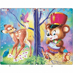 Пазл - Милые животные, 2 вида (Larsen, CU1)